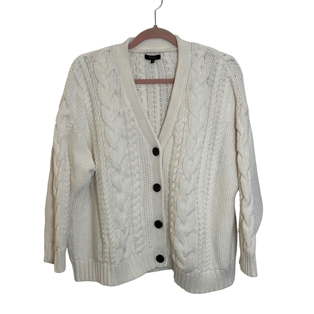Quince Cream Cable Knit Cardigan